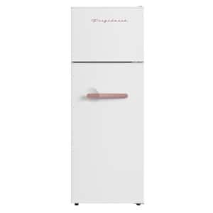 7.5 cu. ft. Mini Refrigerator with Top Freezer and Rose Gold Handles in White