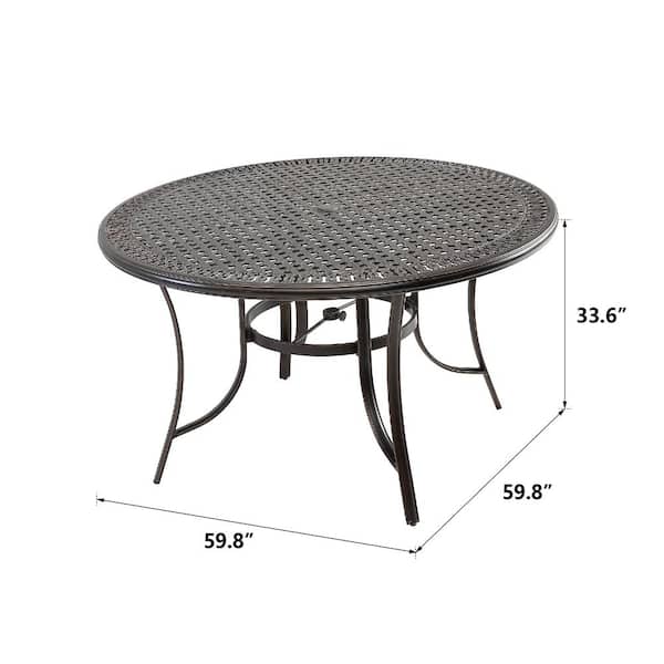 Casainc Black Gold Aluminum Round, Black Round Outdoor Dining Table For 6