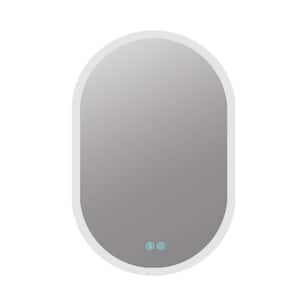 24 in. W x 36 in. H Large Oval Frameless Anti-Fog Dimmable LED Wall Bathroom Vanity Mirror in Silver