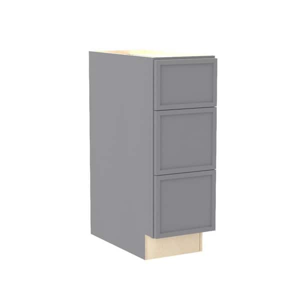 Home Decorators Collection Franklin 12 in. W x 24 in. D x 34.5 in. H Assembled Plywood Drawer Base Bath Cabinet in Veiled Gray with Soft Close