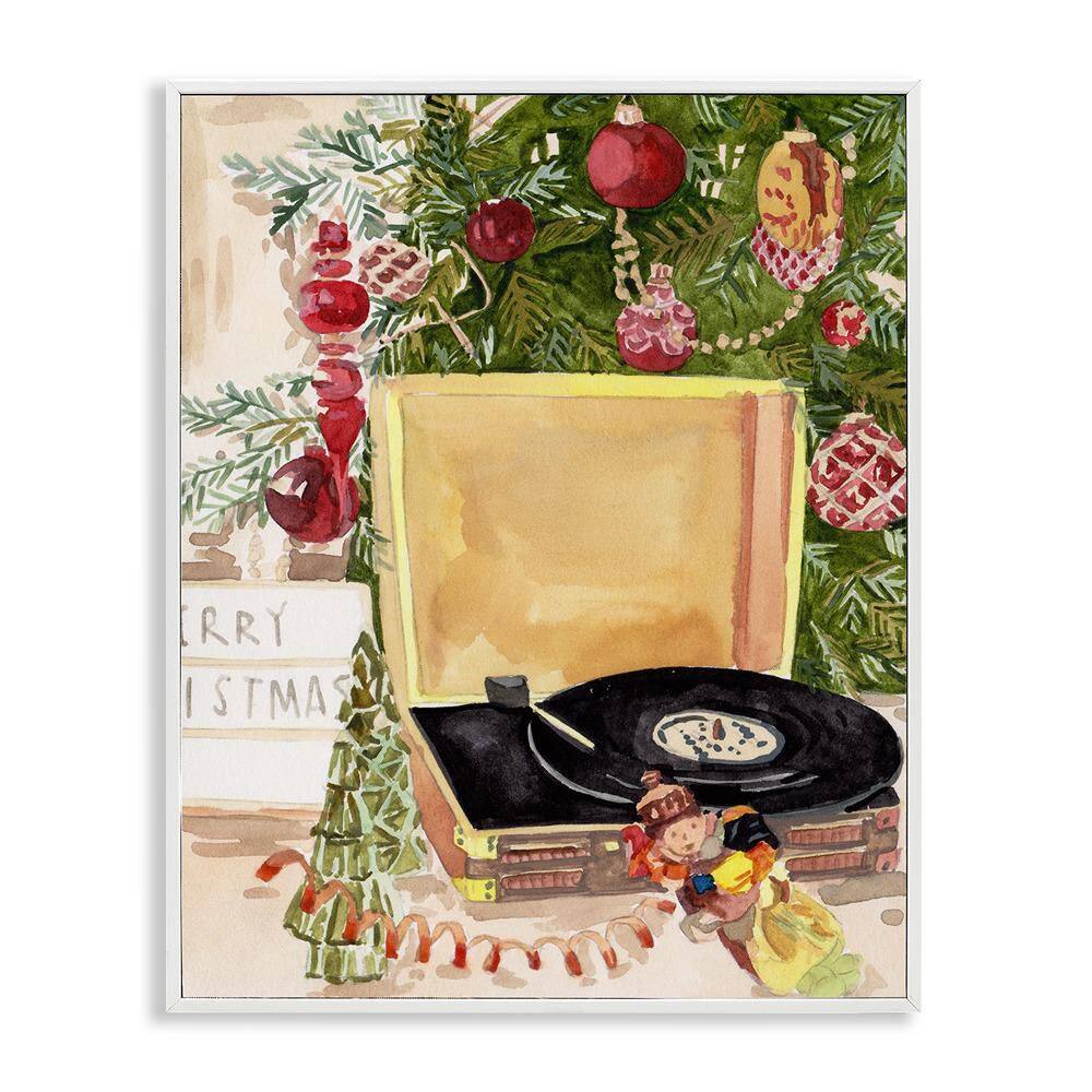 Festive Christmas Music Records by Melissa Wang 1-Piece White Framed Giclee Religious Art Print 20 in. x 16 in. price history on PriceWatchPro