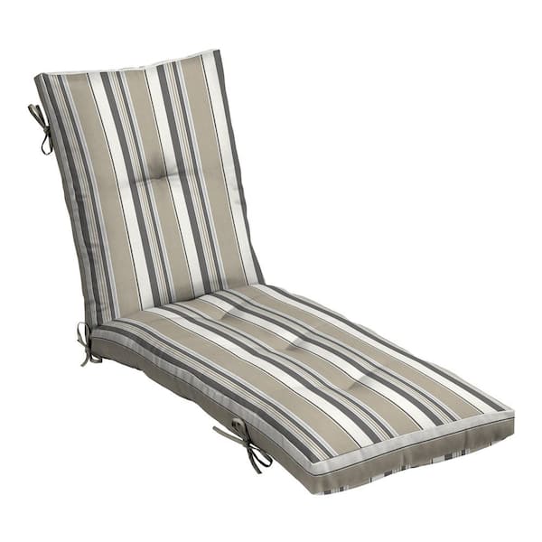 ARDEN earthFIBER Outdoor Tufted Chaise Cushion, Rain-Proof, Cushion for Chaise Lounger Taupe Grey Boardwalk Stripe