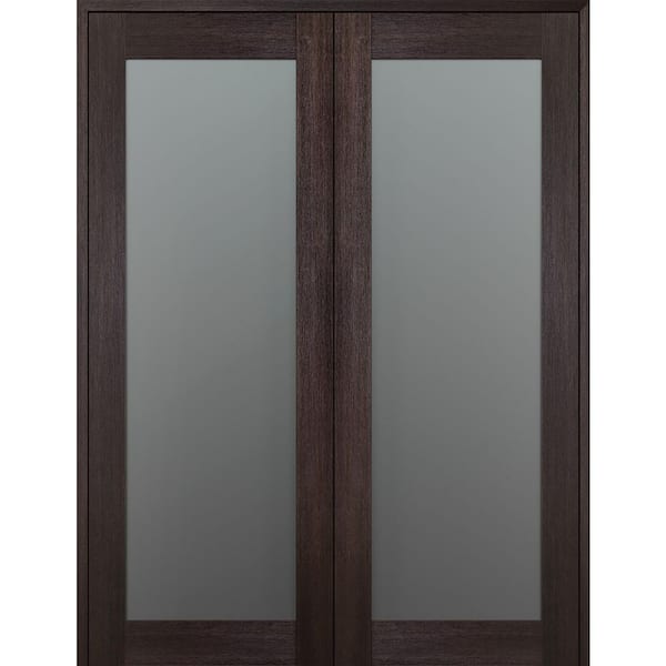 Avon 207 N 72 in. x 80 in. Both Active Full Lite Frosted Glass Veralinga Oak Wood Composite Double Prehung French Door