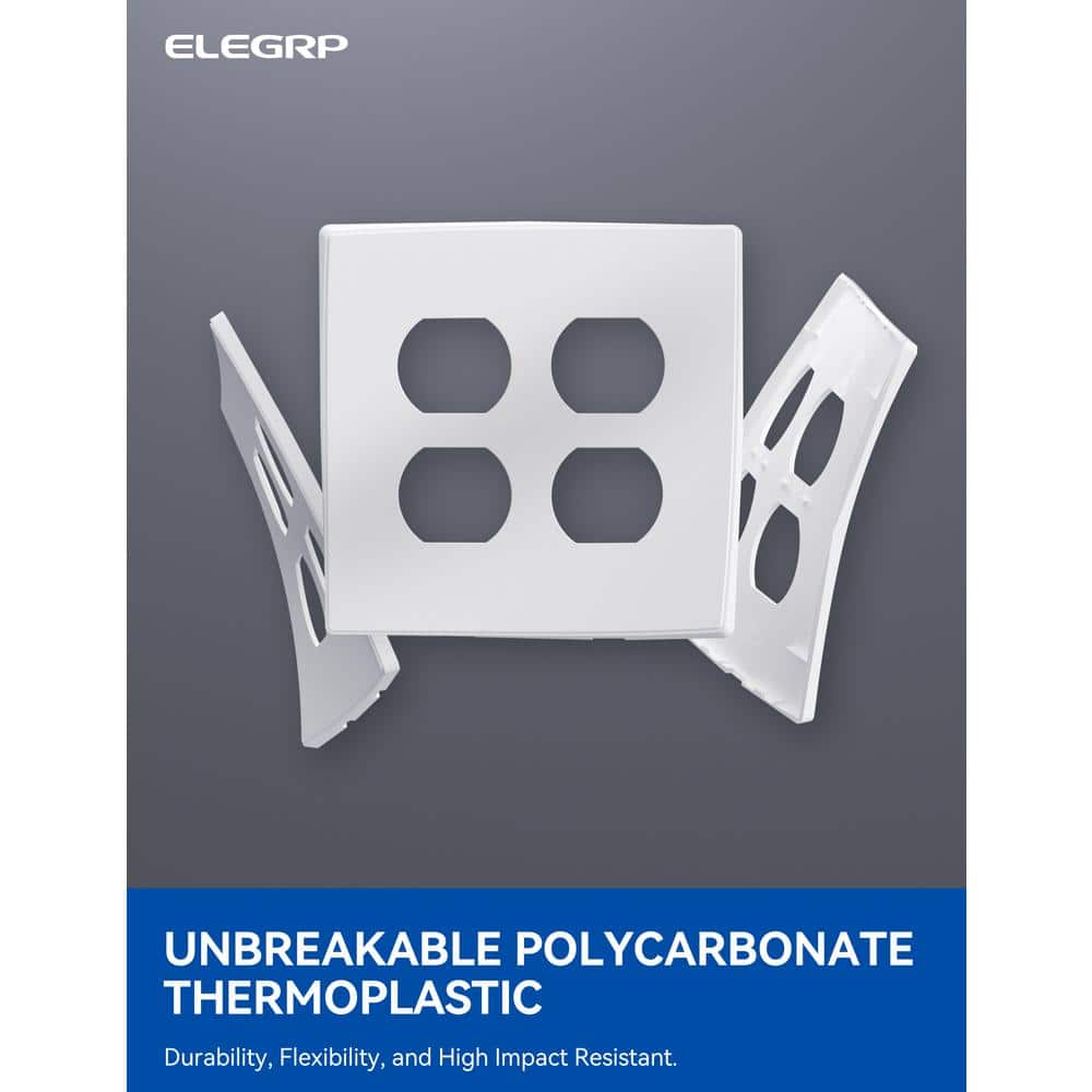 White 4-Gang Plastic Duplex Outlet Wall Plate Set
