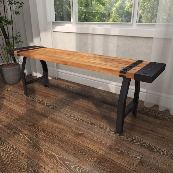 Litton Lane Brown Bench 18 in. X 55 in. X 13 in.