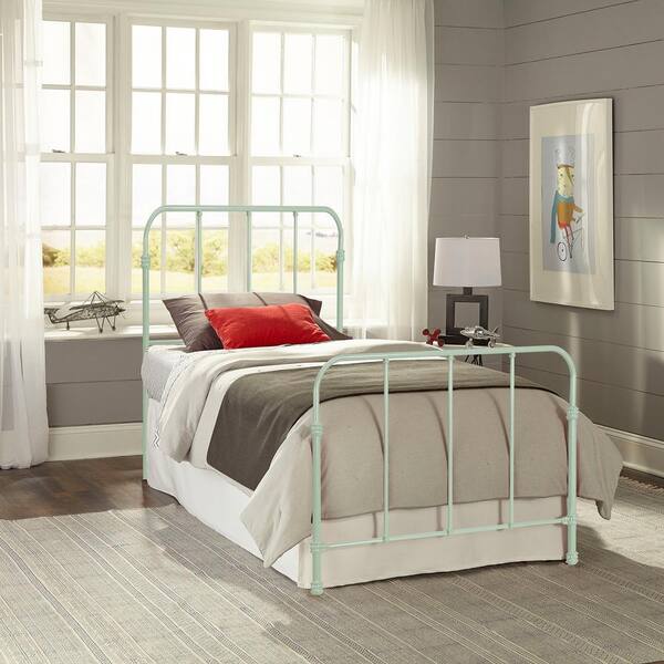 Fashion Bed Group Nolan Mint Green Full Headboard and Footboard With Metal Duo Panels