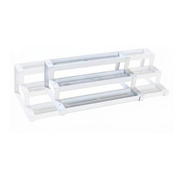 3-Tier White Expandable Free Standing Spice Rack Organizer Metal Shelf for Cabinet Pantry Wall Mount Use
