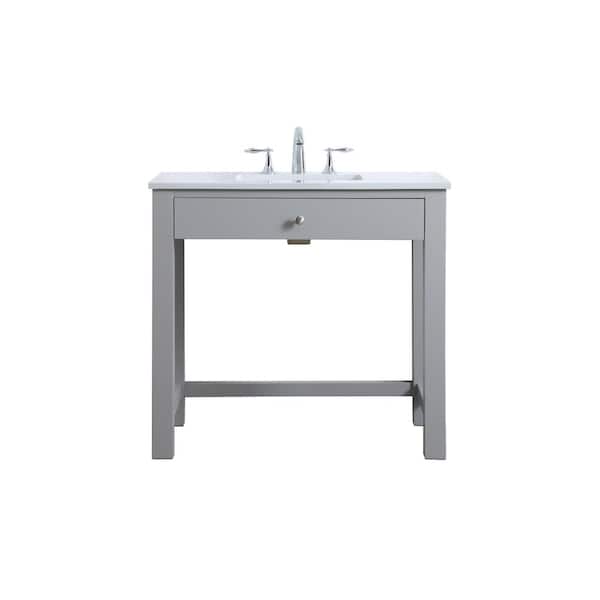 36 in. W x 21.5 in. D x 34 in. H ADA Bath Vanity in Grey with Calacatta White Engineered Marble Top