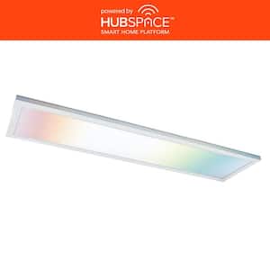 1 ft. x 4 ft. Smart Color Selectable RGBW CCT Integrated LED White Flat Panel Ceiling Flush Mount Powered by Hubspace