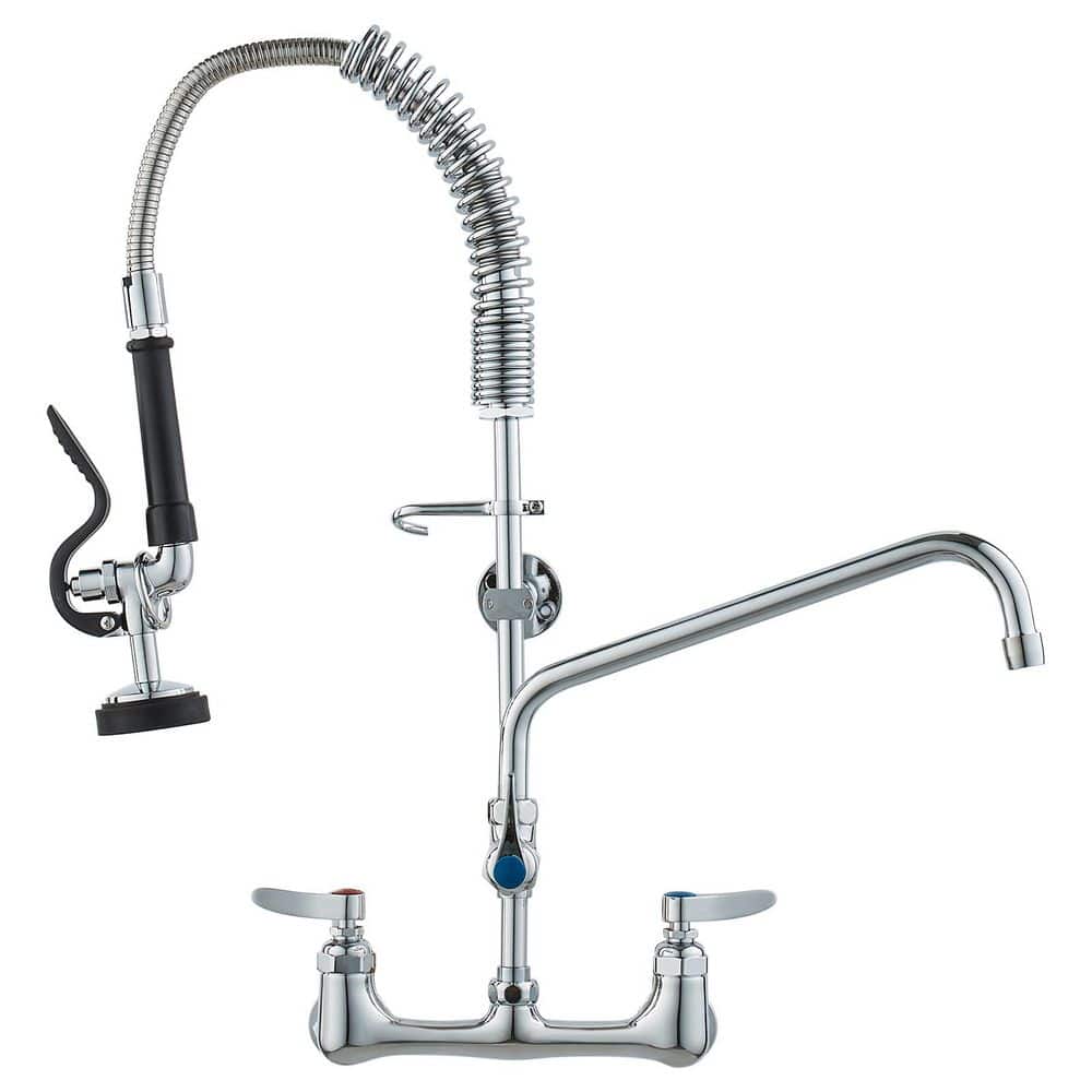 Wall-Mounted Kitchen Faucet, 25 in. Tall, 8 in. Center Distance, 12 in. Rotatable Spout, Includes Pre-Rinse Spray price history on PriceWatchPro