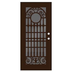 Spaniard 30 in. x 80 in. Right Hand/Outswing Copper Aluminum Security Door with Black Perforated Metal Screen