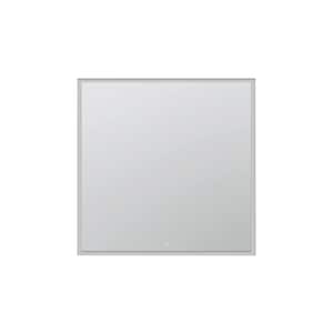 Edge 30 in. W x 32 in. H Rectangular Frameless Wall Mount Bathroom Vanity Mirror Silver, LED Lighting