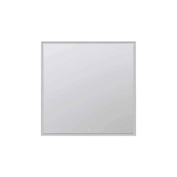 Aquadom Edge 30 in. W x 32 in. H Rectangular Frameless Wall Mount Bathroom Vanity Mirror Silver, LED Lighting