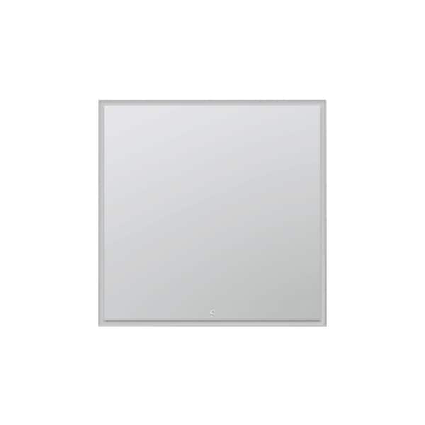 Aquadom Edge 36 in. W x 32 in. H Rectangular Frameless Wall Mount Bathroom Vanity Mirror Silver, LED Lighting