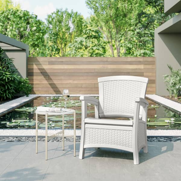 Suncast Elements Ice Cube Plastic Outdoor Lounge Chair with Storage