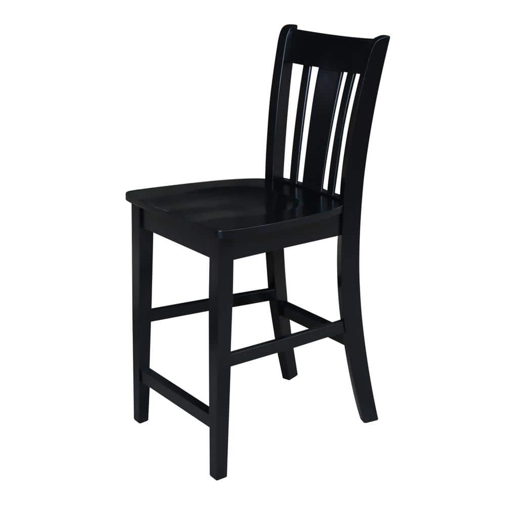 San Remo Solid Wood 24" Black Counter Height Stool