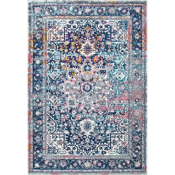 nuLOOM Persian Vintage Raylene Blue 10 ft. x 13 ft. Area Rug