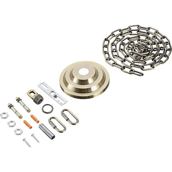 Unbranded 5-1/4 in. Dia with collar Loop and 1 in. Center Hole Antique Brass Finish Chandelier Fixture Canopy Kit