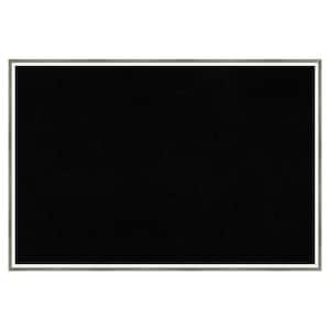 Lucie Silver White Wood Framed Black Corkboard 37 in. x 25 in. Bulletin Board Memo Board
