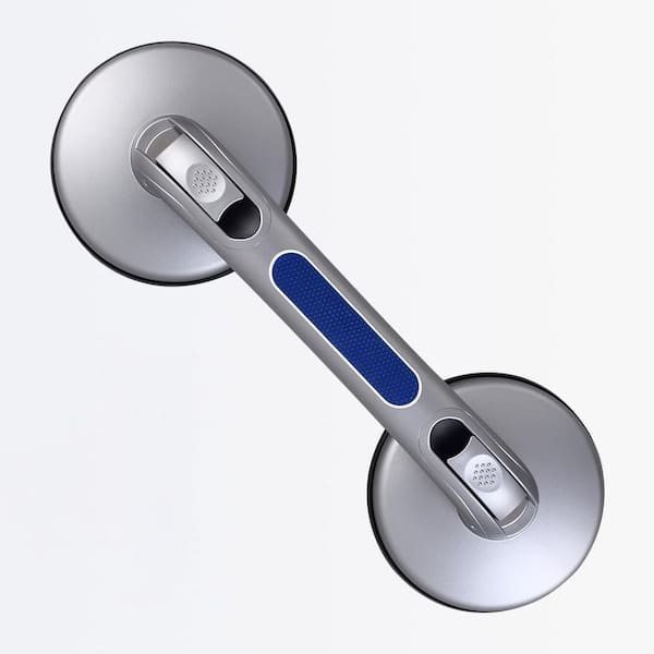 15 in. Shower Grab Bars with Strong Suction Cup Grip-Heavy Duty Handle for Elderly Seniors Handicap Silver/Royal Blue