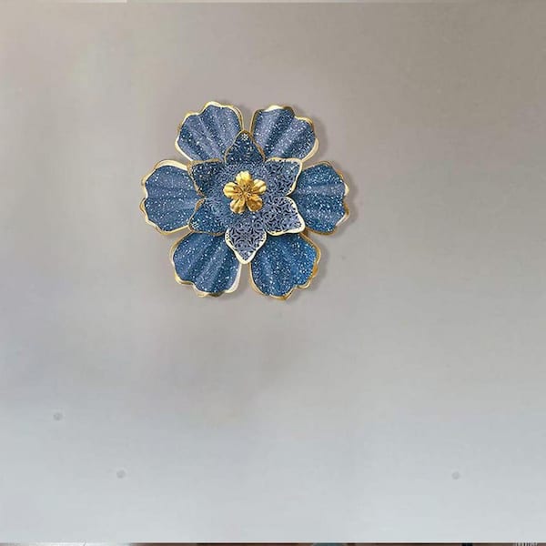 12 in. x 12 in. The Royal Blue Metal Flowers Indoor/Outdoor Wall
