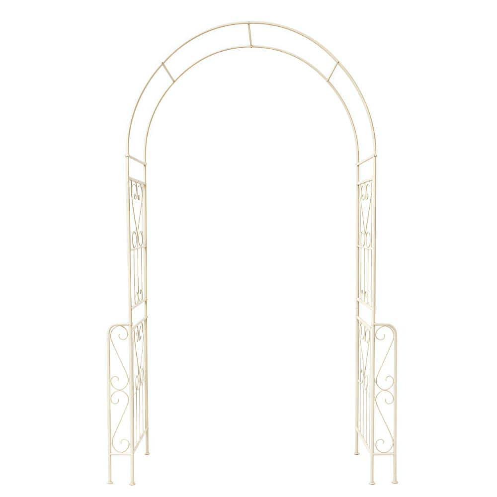 Metal Garden Arch W55'' x H94.5'' Garden Arbor Trellis Climbing Plants Support Rose Arch Outdoor Arch Cream White price history on PriceWatchPro
