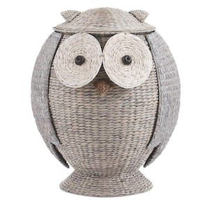 Owl 28 in. H x 22 in. W Grey Hamper with Removable Lid
