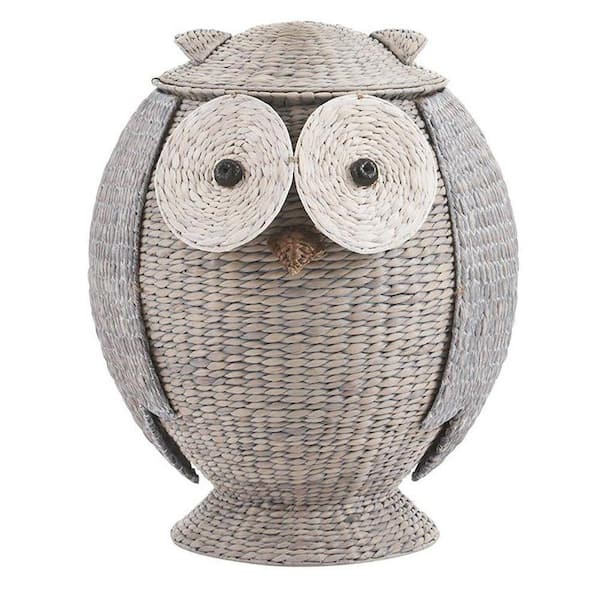 Home Decorators Collection Owl 28 in. H x 22 in. W Grey Hamper with Removable Lid