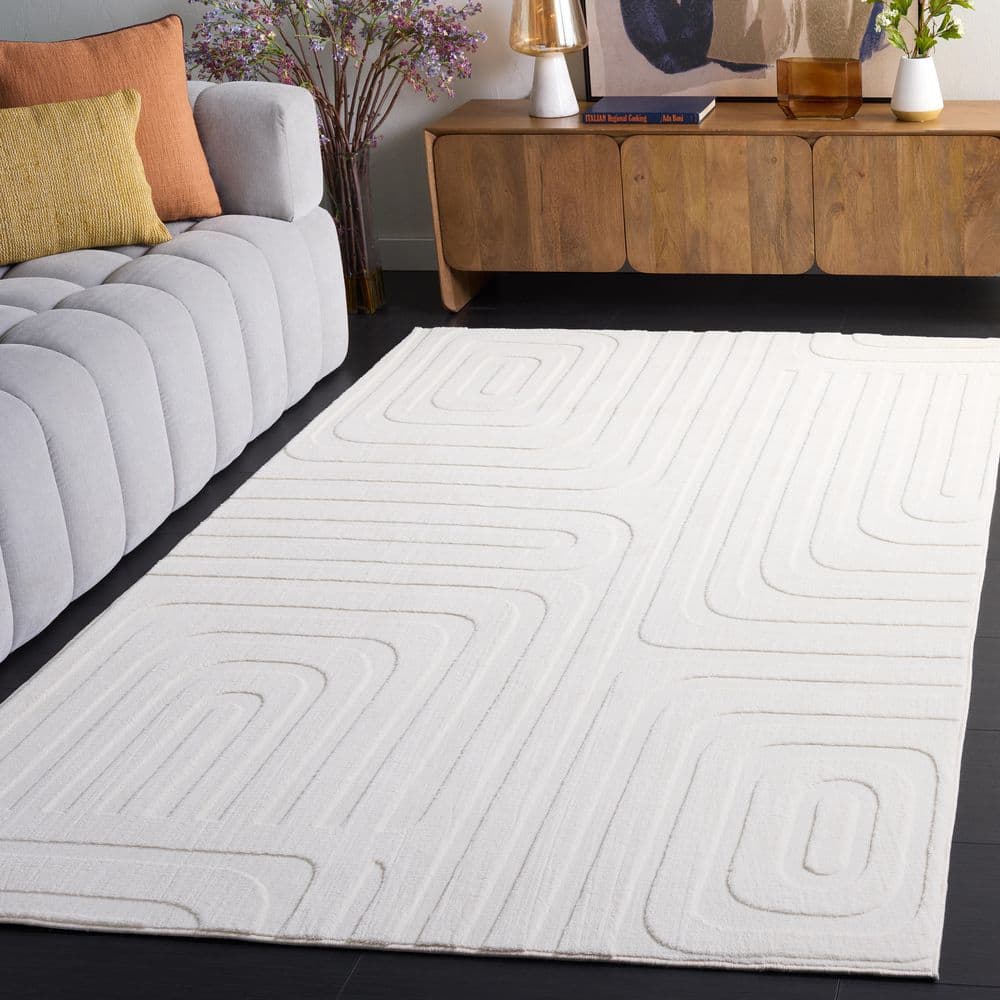 Versailles 6 ft. x 6 ft. Square Ivory Contentric Geometric Washable Area Rug price history on PriceWatchPro