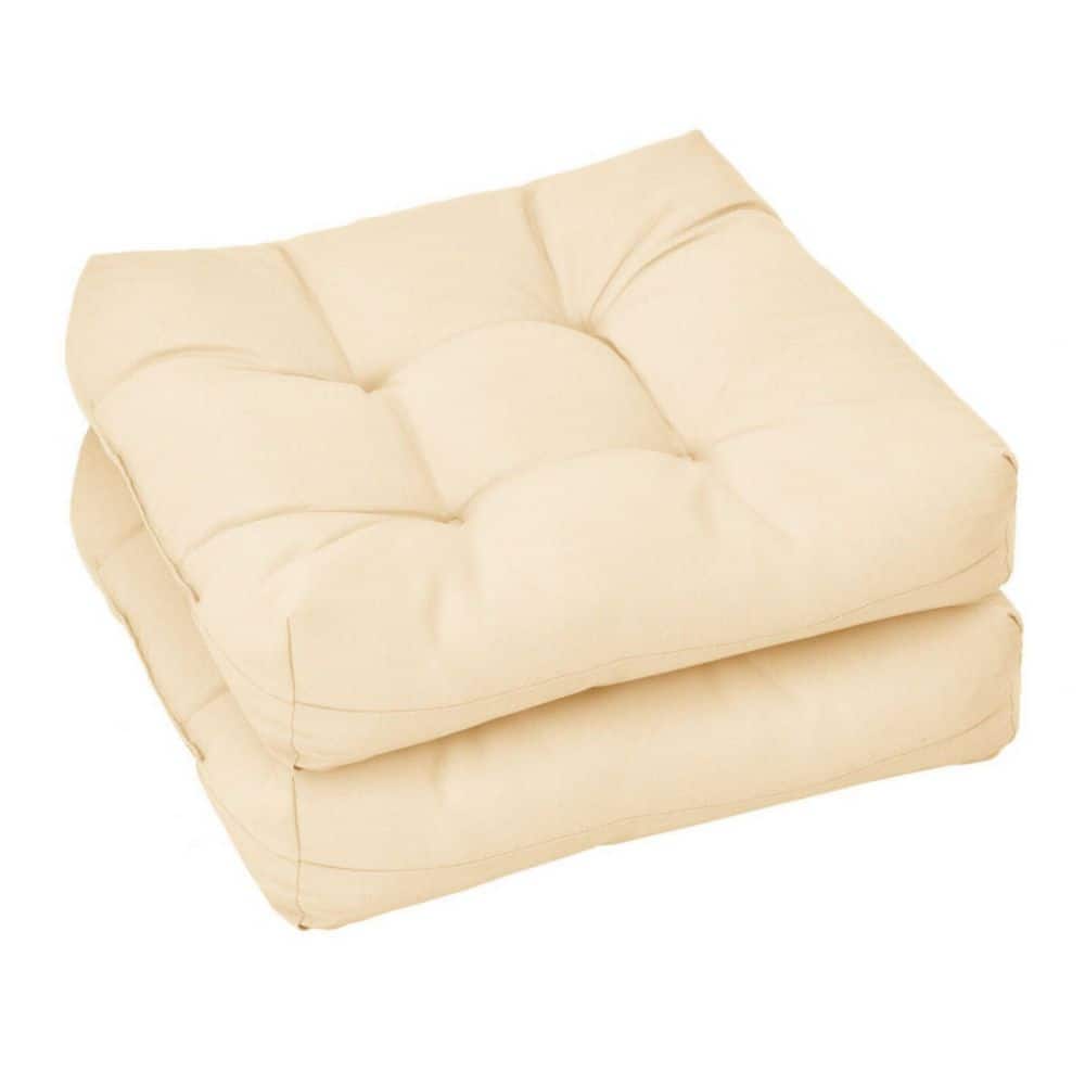 21 in. x 21 in. Square Outdoor Dining Seat Cushion in Beige (2-Pack)