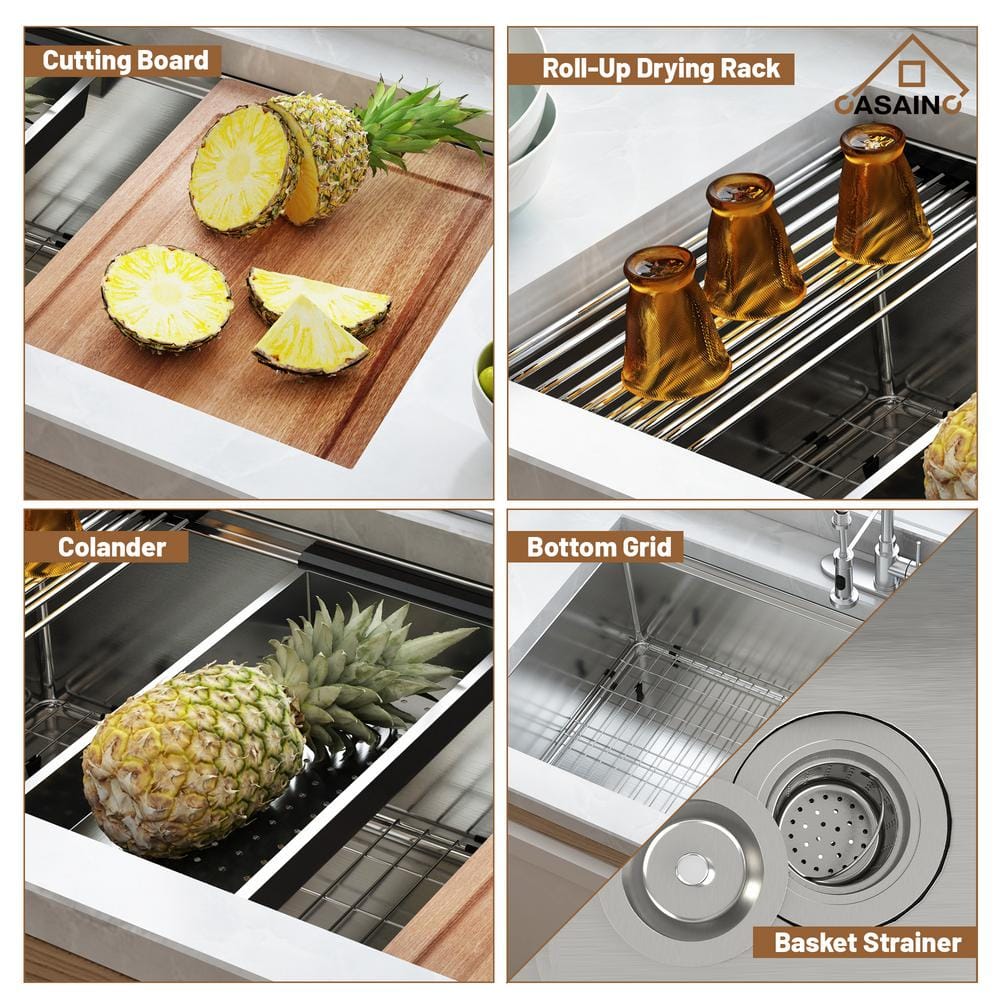 36" Stainless Steel Undermount Kitchen Sink with Accessories