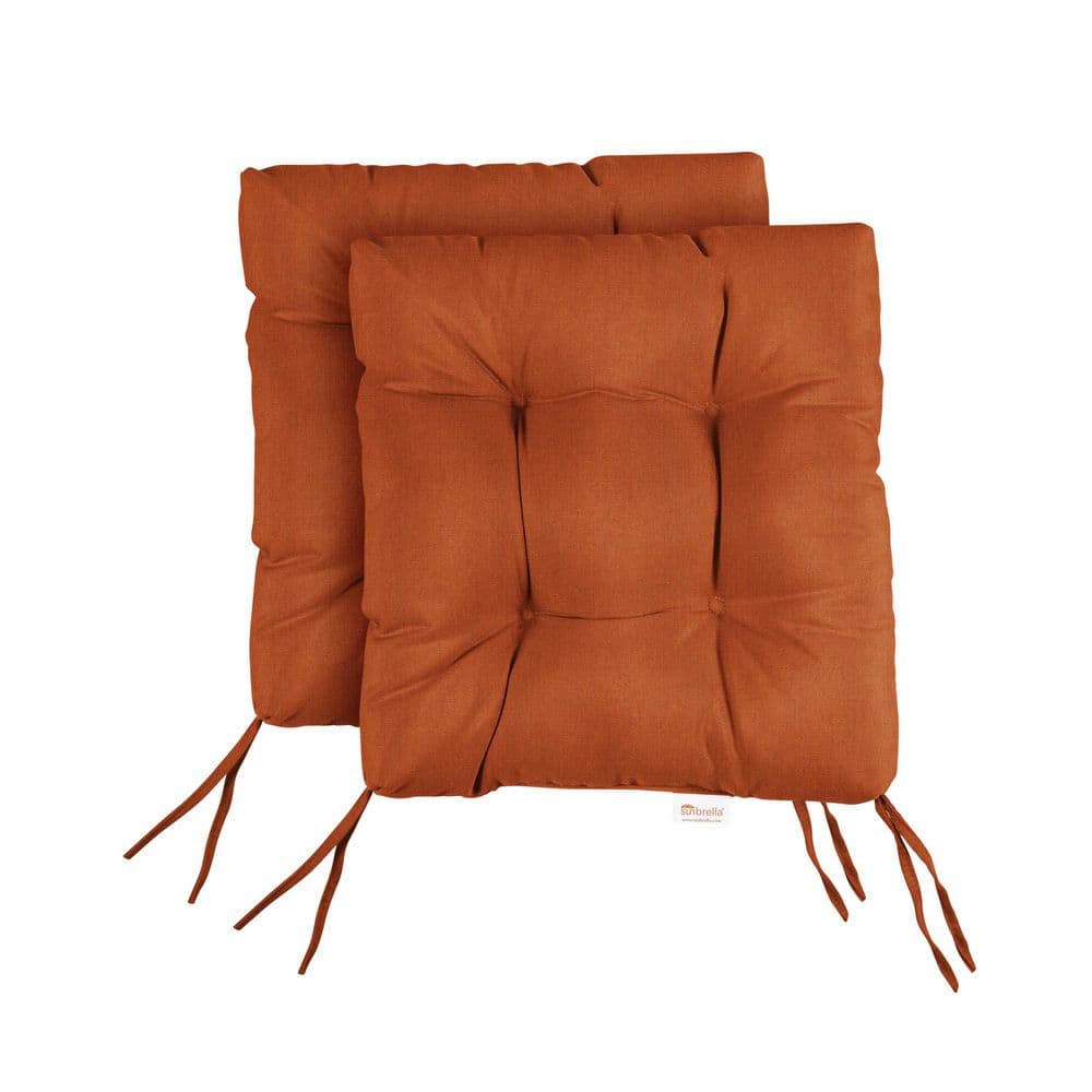 Sunbrella Canvas Rust Tufted Chair Cushion Square Back 19 x 19 x 3 (Set of 