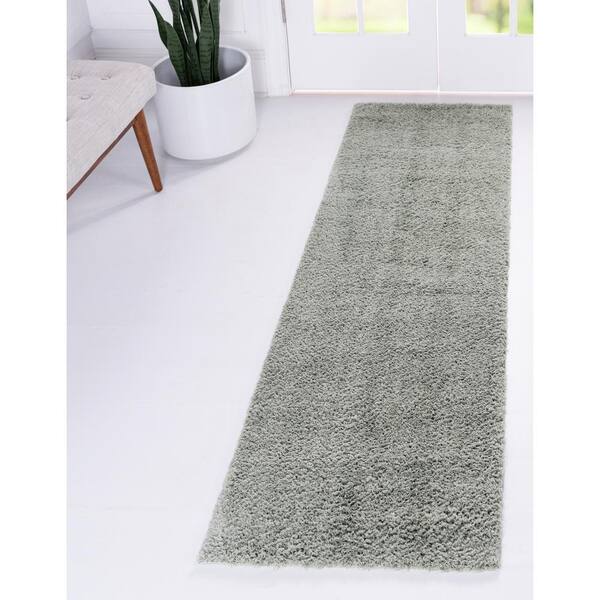 Unique Loom Studio Solid Shag Sage Green 2' 0 x 6' 7 Runner
