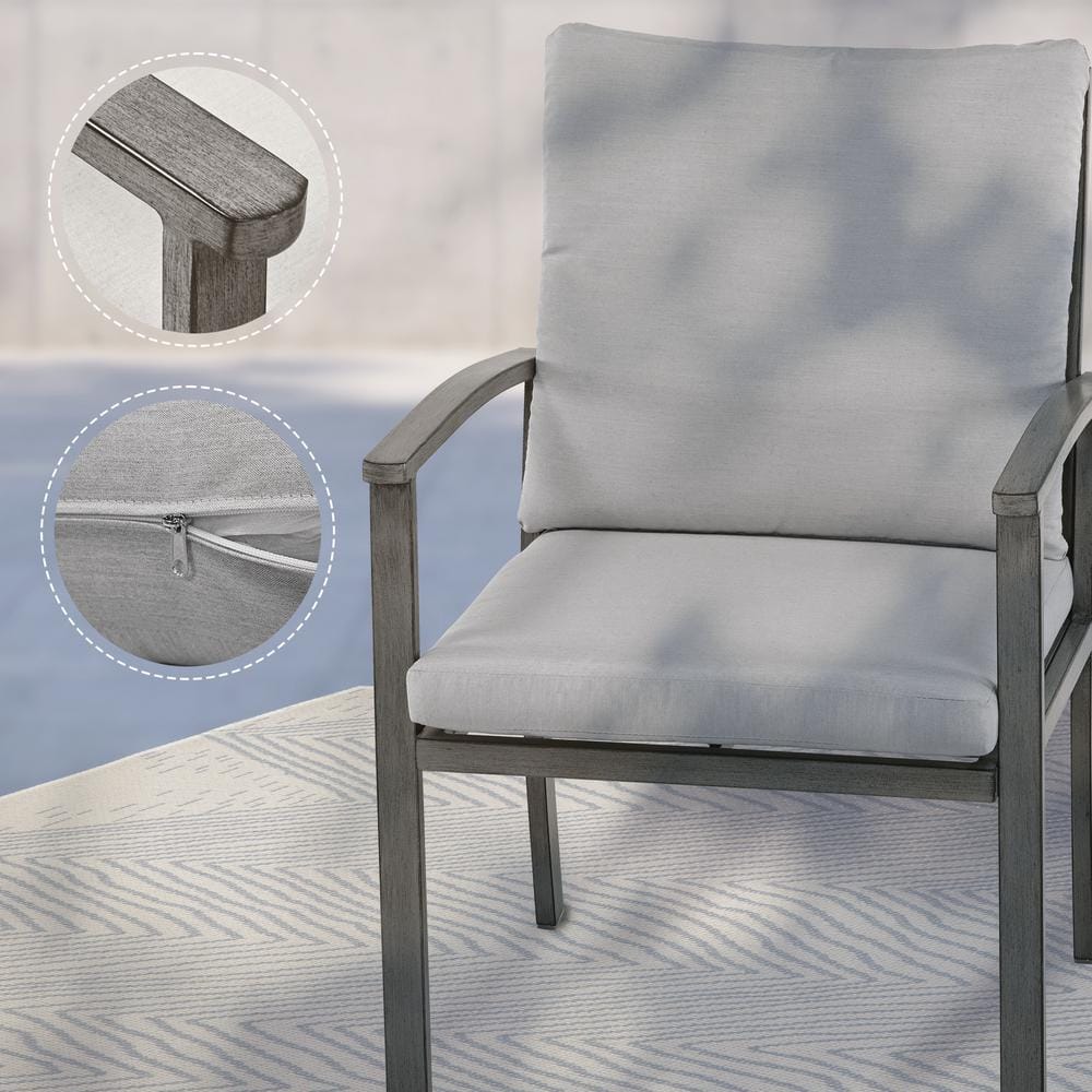 Gray Aluminum 9-Piece Outdoor Dining Set with Cushions