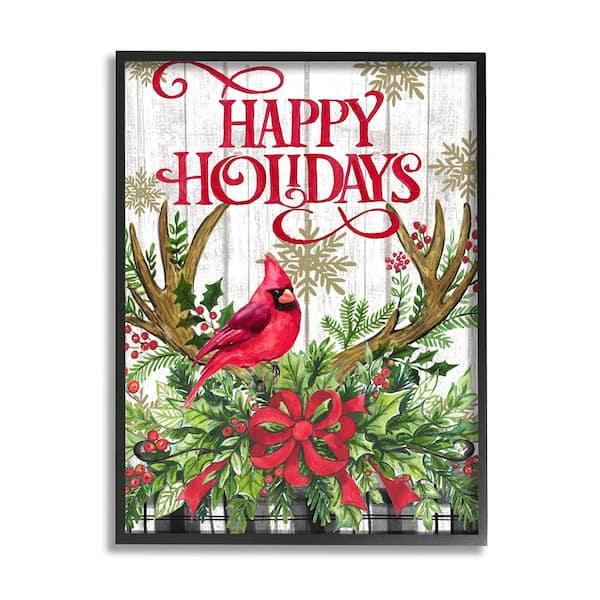 Stupell Industries Holidays Cardinal by Elena Vladykina rep. Levison Designs 1-Piece Framed Graphic Print Animal Art Print 20 in. x 16 in.