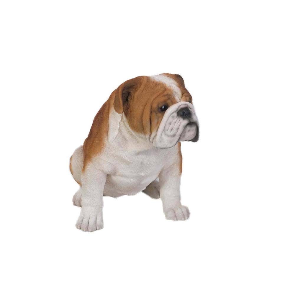 Large Brown and White Poly-Resin Bulldog Garden Statue