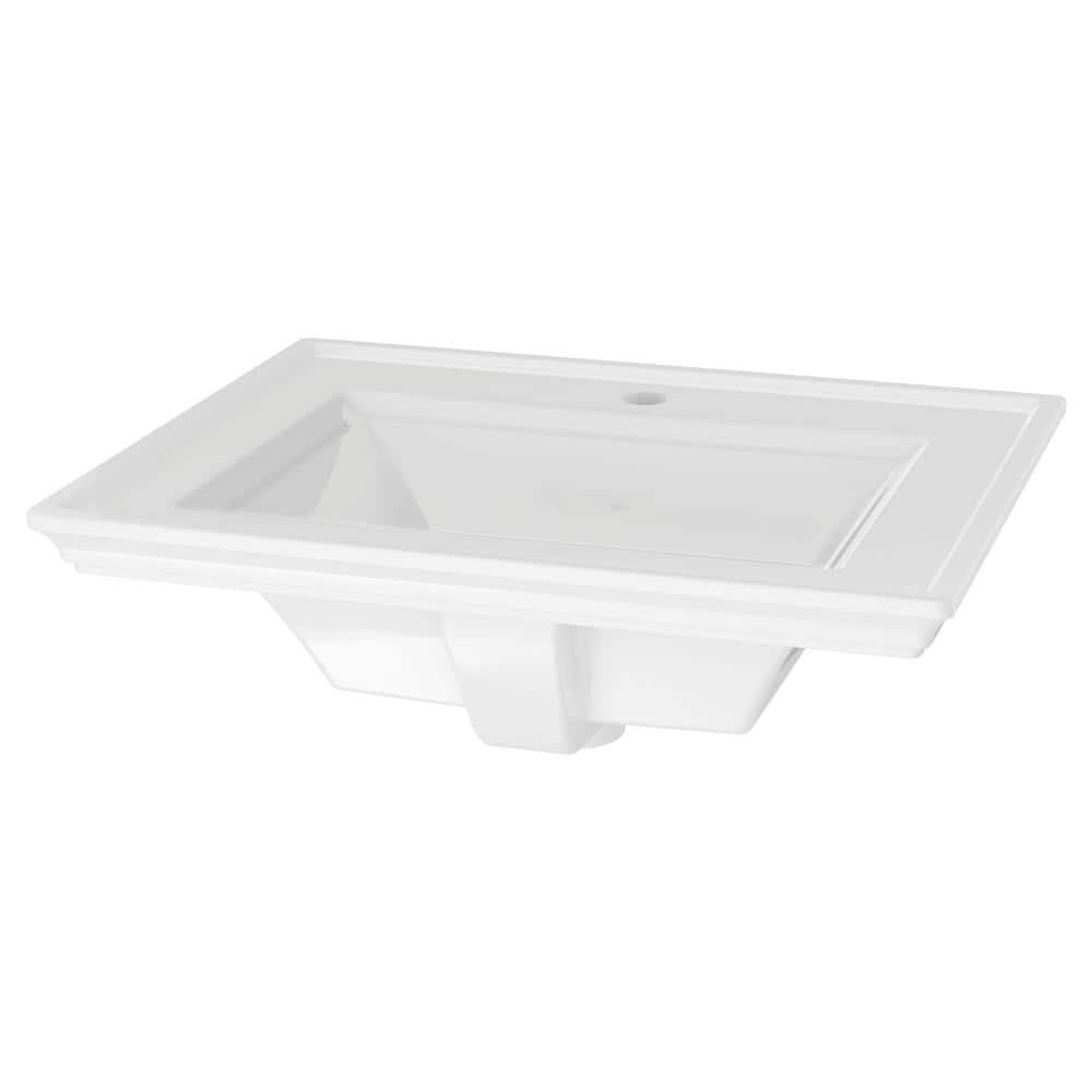 Town Square White Ceramic Rectangular Drop-In Bathroom Sink