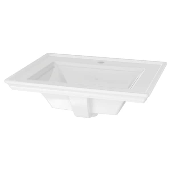 Town Square S  24 in. x 19.06 in. Drop-In Sink Single Hole Bathroom Sink In White Fireclay