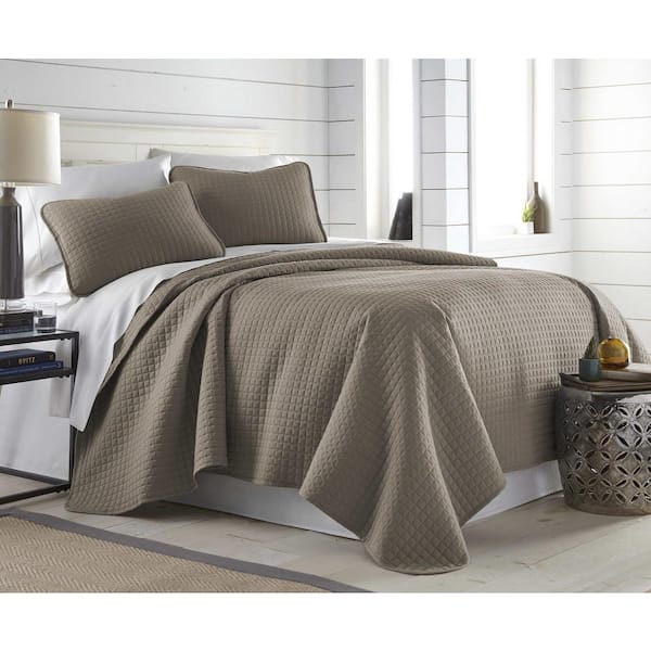 Southshore Fine Linens Vilano Oversized Dark Taupe Microfiber Full/Queen Quilt and Sham Set