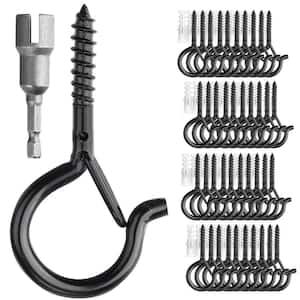 2.2 in. Screw Hooks for Outdoor String Lights Hanger, Cup Hooks Screw in, Wall Ceiling Deck Mount (40-Pack)