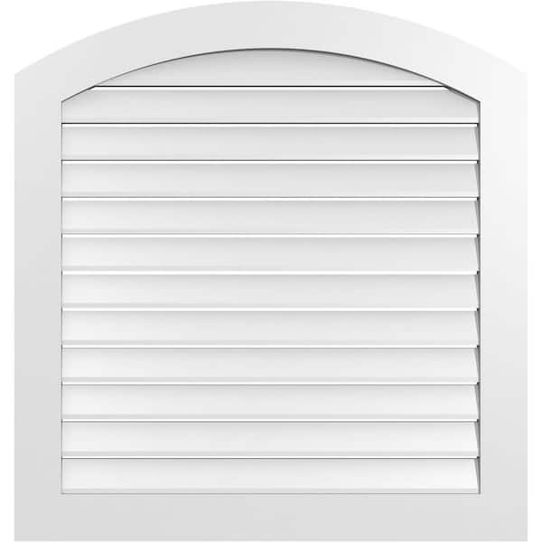 Ekena Millwork 38 in. x 38 in. Arch Top Surface Mount PVC Gable Vent: Decorative with Standard Frame
