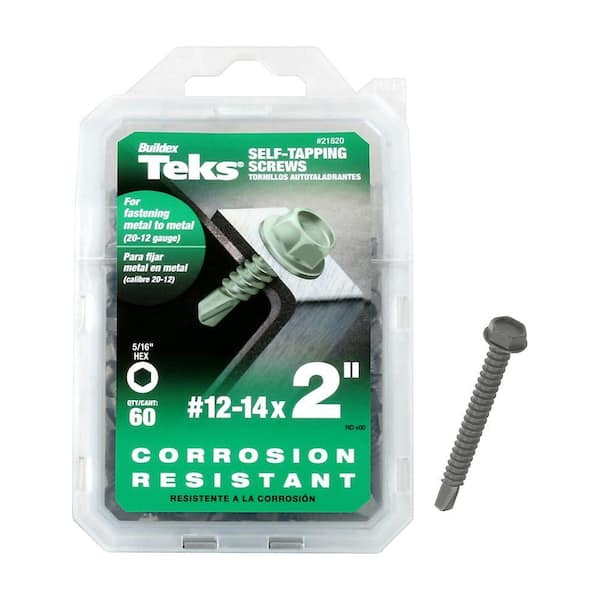 Teks #12-14 x 2 in. Hex Washer Head Drill Point Corrosion Resistant Screw (60-Pack)
