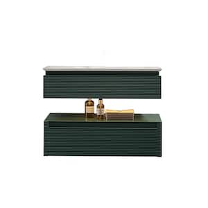 36 in. W x 21 in. D x 30 in. H Single Sink Wall-Mounted Bath Vanity in Green with White Engineered Stone Top