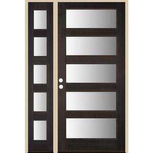 50 in. x 80 in. Contemporary Full Lite Black Stain Right-Hand/Inswing Douglas Fir Prehung Front Door Left Sidelite