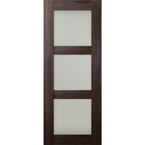 Vona 3Lite 18 in. x 80 in. No Bore 3-Lite Frosted Glass Veralinga Oak Composite Wood Interior Door Slab