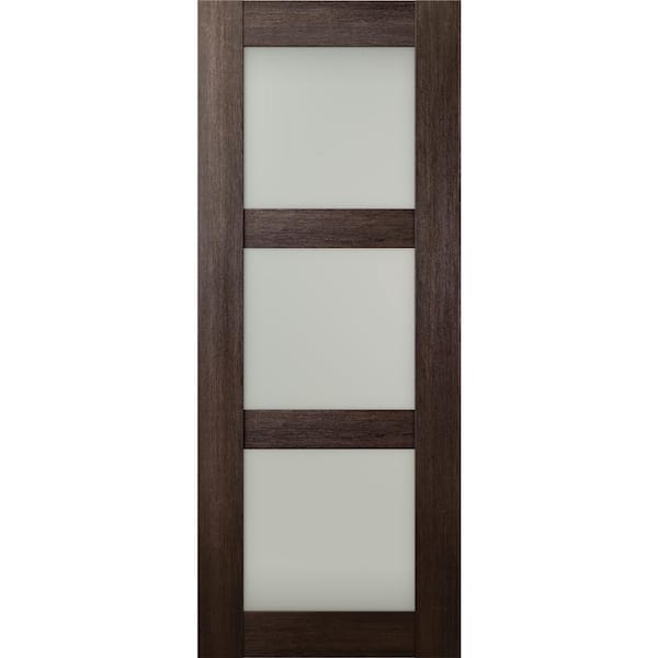 Belldinni Vona 3Lite 18 in. x 80 in. No Bore 3-Lite Frosted Glass Veralinga Oak Composite Wood Interior Door Slab