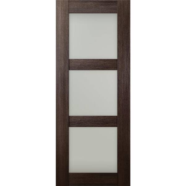 Belldinni Vona 3Lite 30 in. x 80 in. No Bore 3-Lite Frosted Glass Veralinga Oak Composite Wood Interior Door Slab