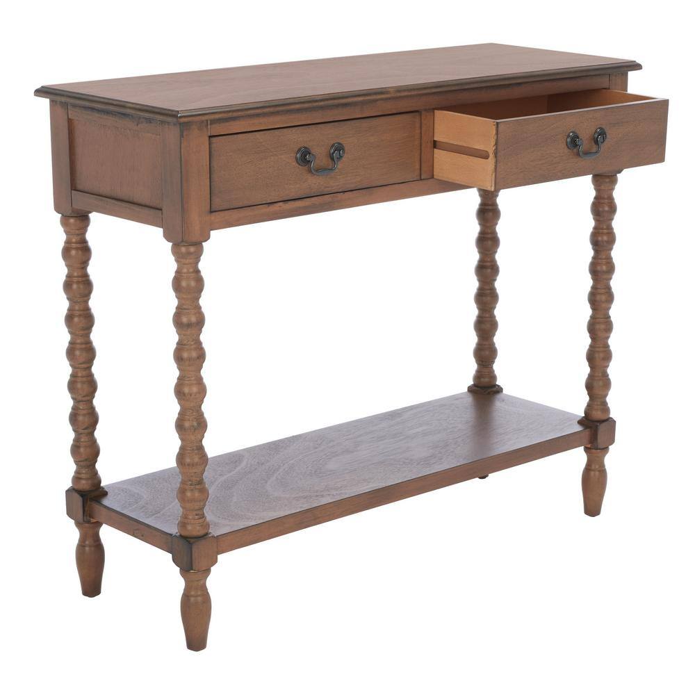 Athena Farmhouse 40" Brown Wood Console Table with Storage