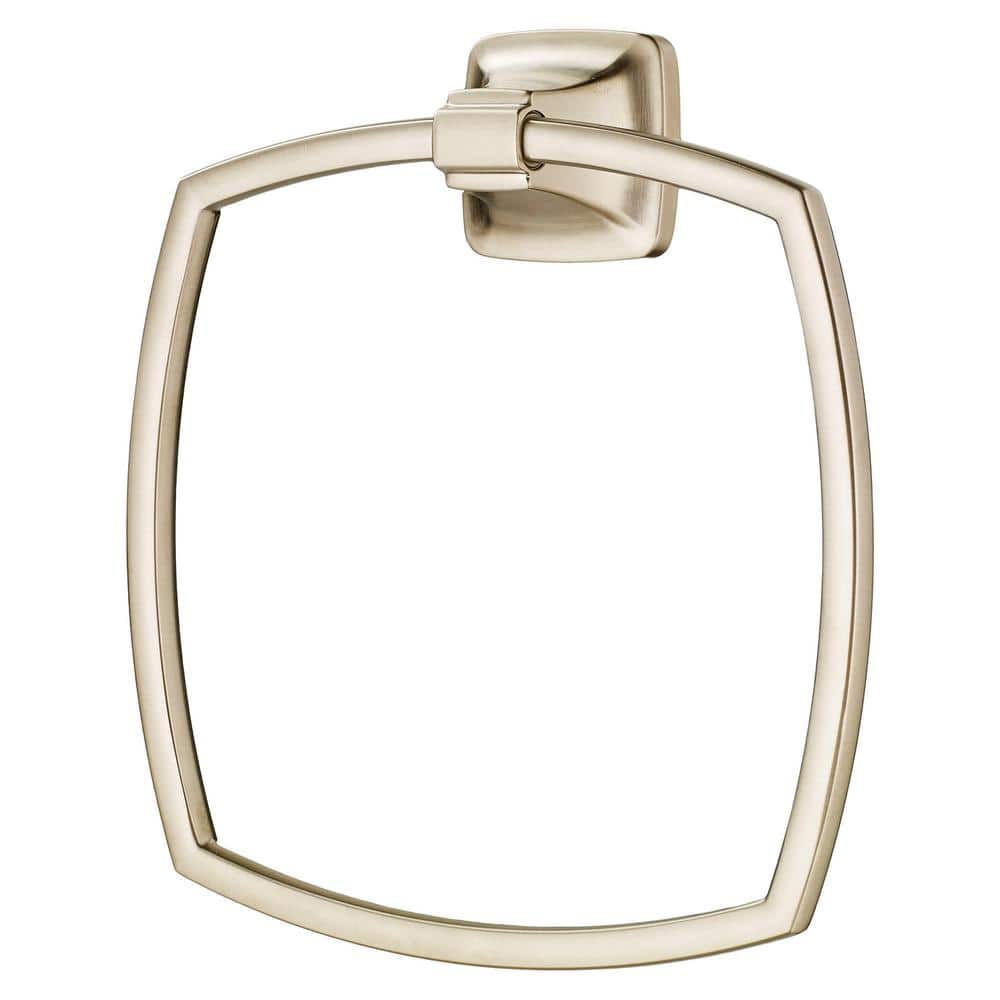 Brushed Nickel Rectangular Wall Mounted Towel Ring