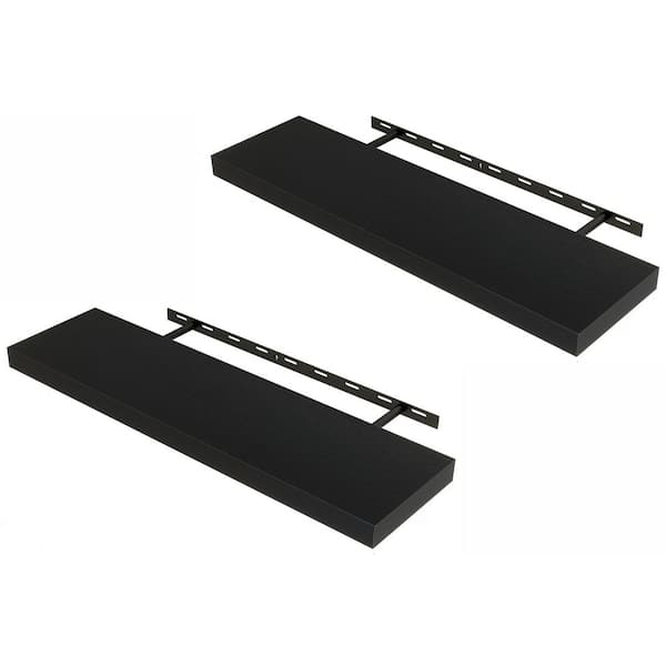 Unbranded 36 in. W x 9.3 in. Black D Floating Shelves Decorative Wall Shelf (Set of 2)